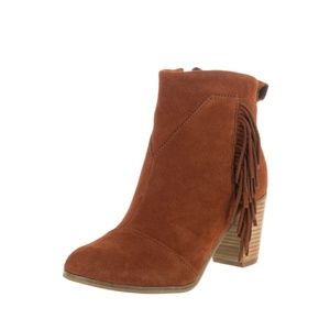 Lunata sz 8.5 suede fringe booties brown boot